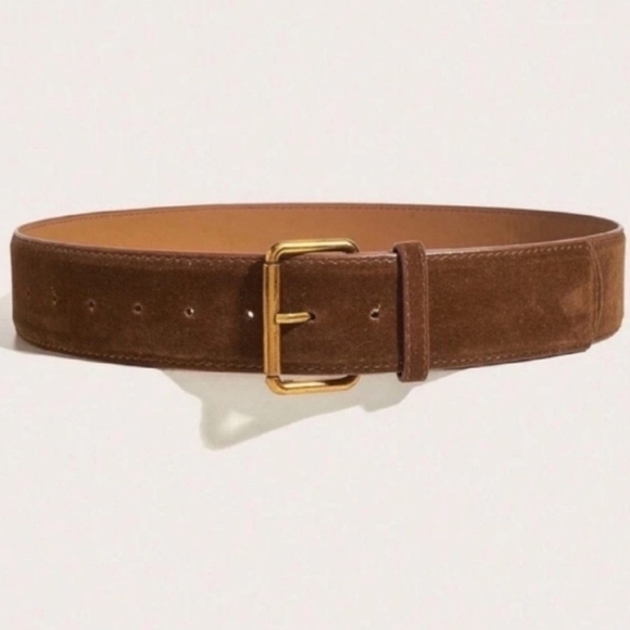 Brown faux suede woman's belt; large: 33.86-43.31" waist; nwot - Picture 2 of 5